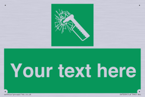 Custom sign safe condition emergency hammer